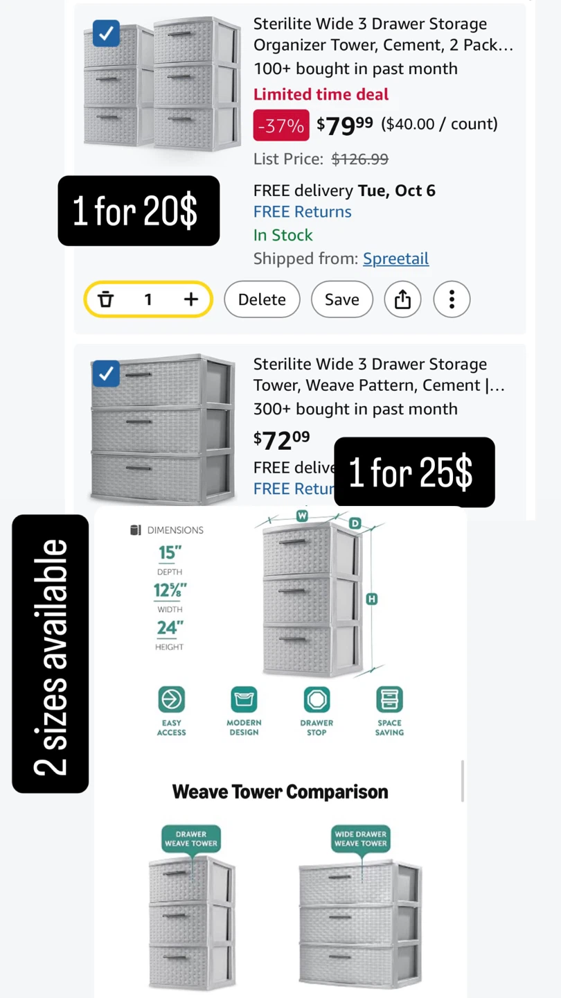Sterilite Wide 3 Drawer Storage Tower - photo 4