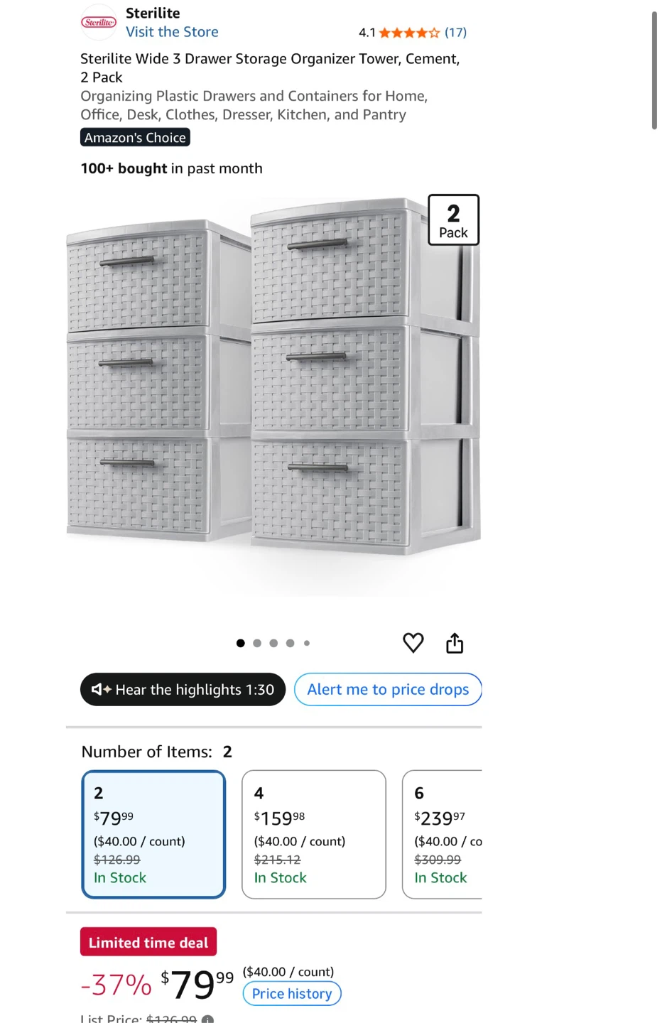 Sterilite Wide 3 Drawer Storage Tower - photo 5
