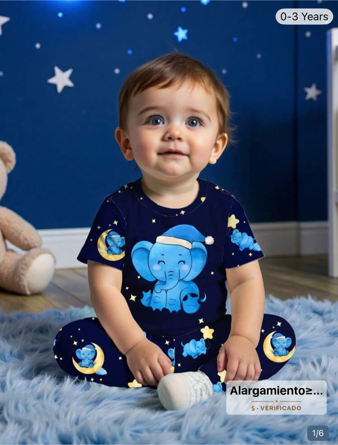 Baby Elephant Short Sleeve Pajama Set - photo 2