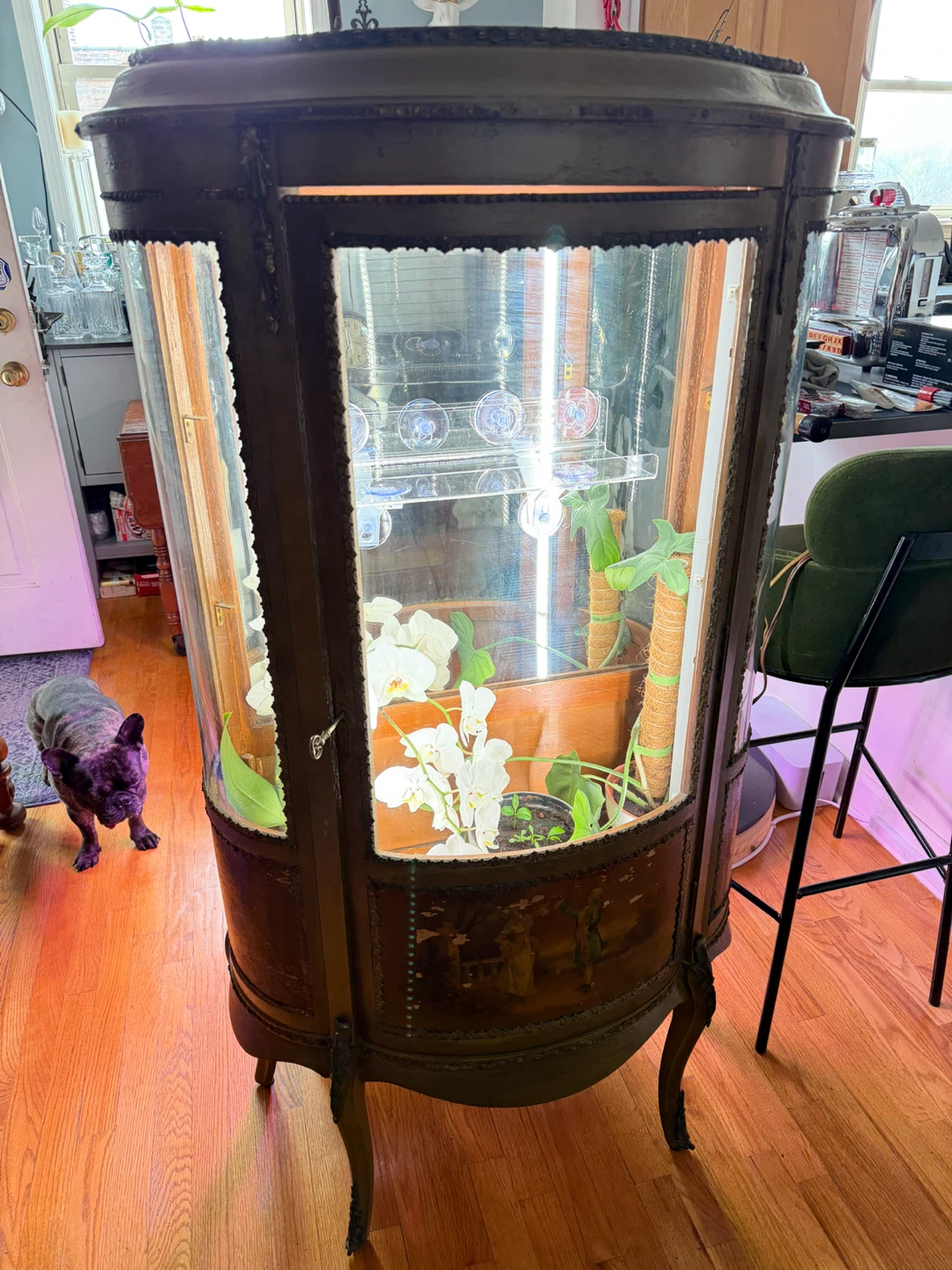 Antique French Style Curved Glass Curio Cabinet - photo 3