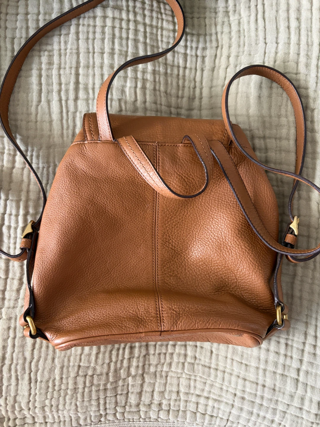 Vintage Coach Pebbled Leather Backpack with Brass Hardware - photo 3