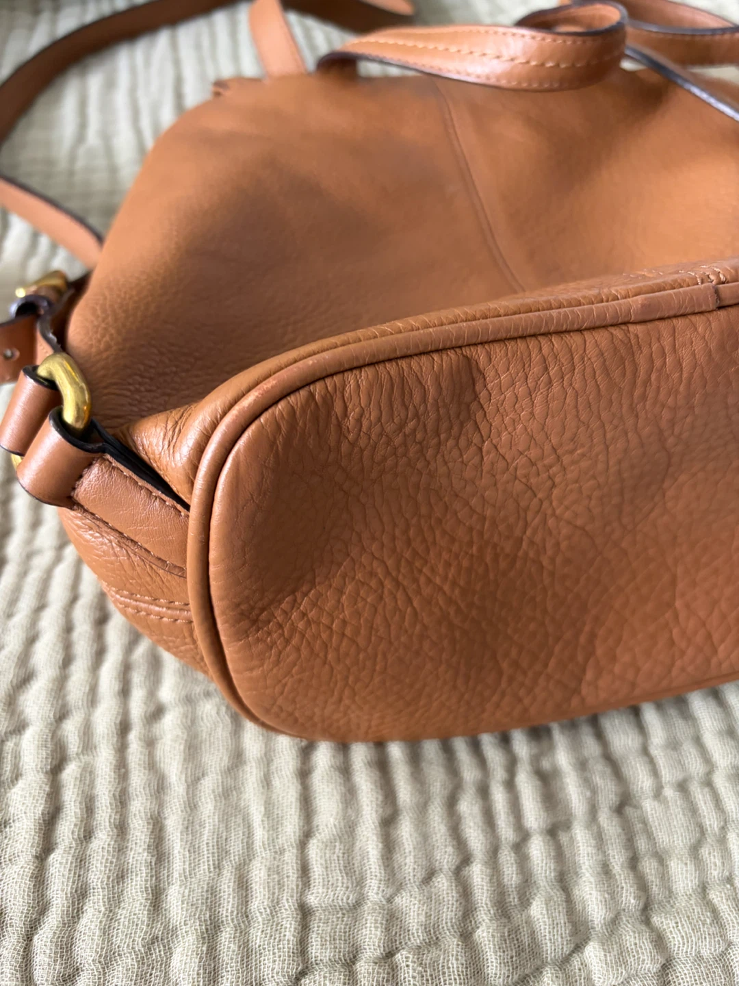 Vintage Coach Pebbled Leather Backpack with Brass Hardware - photo 4