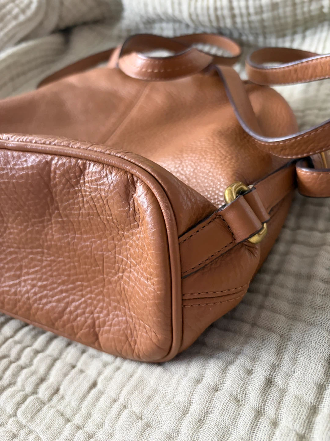 Vintage Coach Pebbled Leather Backpack with Brass Hardware - photo 5
