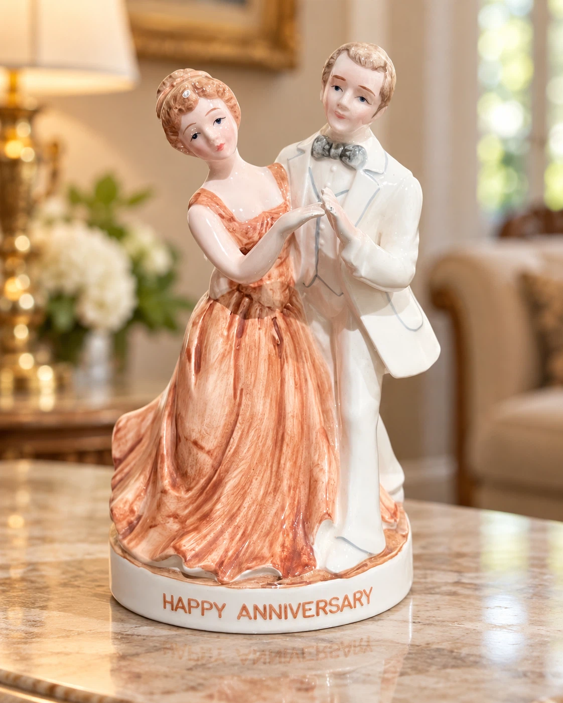 Happy Anniversary Porcelain Couple Figurine