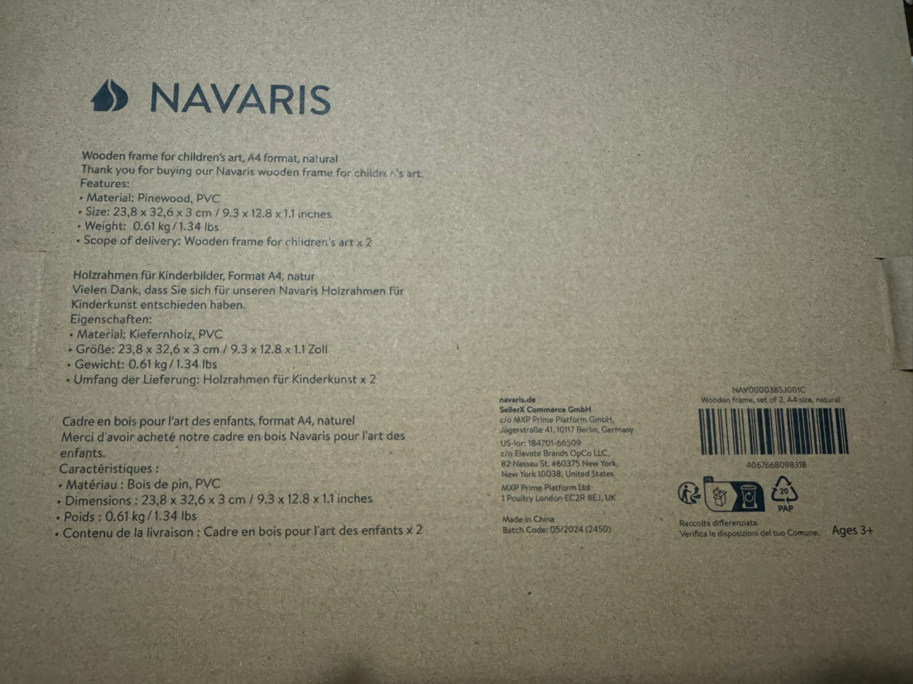 New- Navaris Wooden Frames Set of 2, A4 Size - photo 3