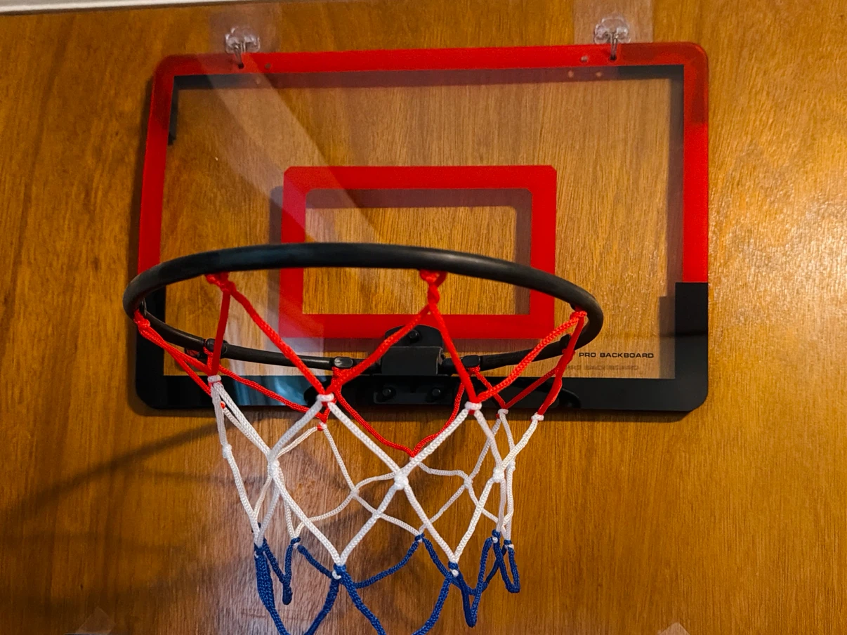 Over-the-door basketball hoop set
