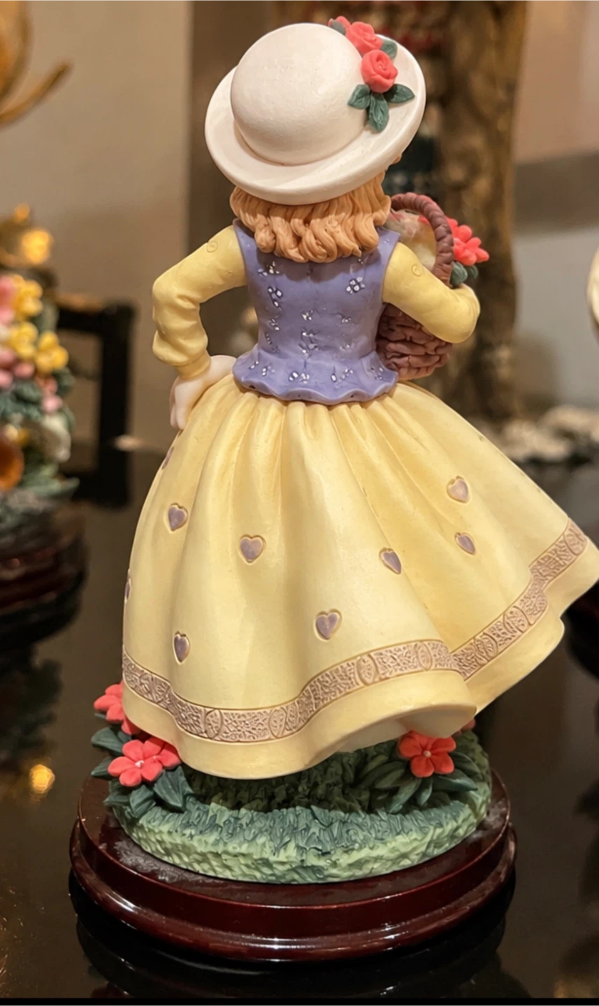 Vintage Porcelain Girl Figurine with Flower Basket - photo 2