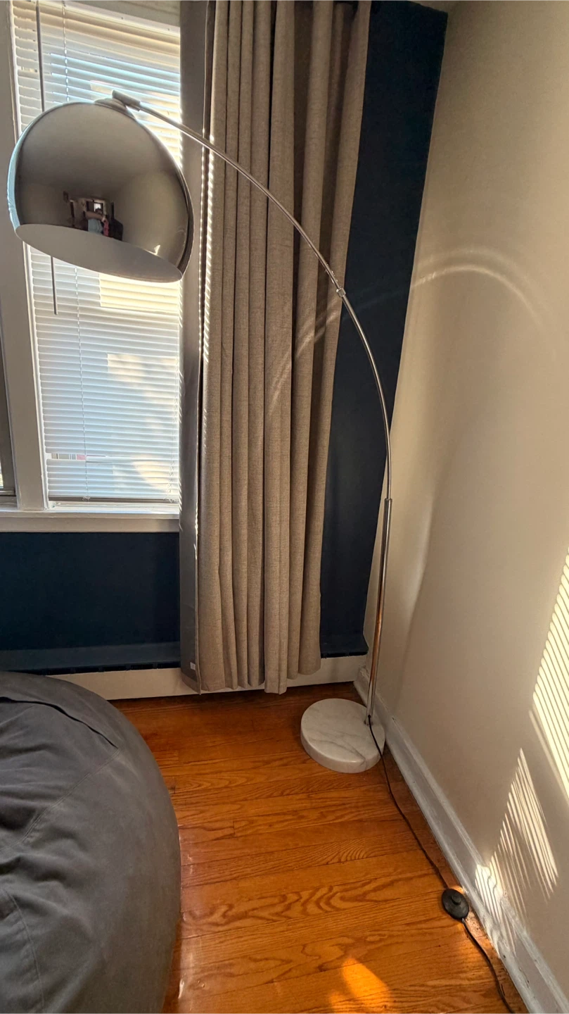 Chrome Arc Floor Lamp with Marble Base