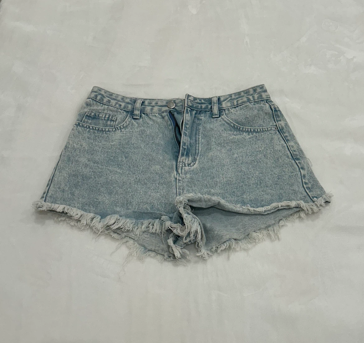 Light wash denim shorts
