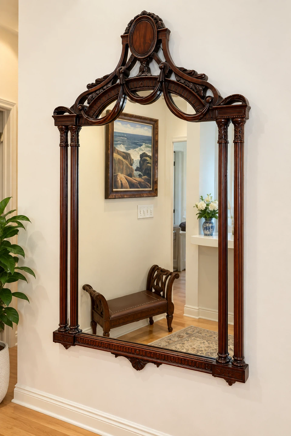 Ornate Traditional Mahogany Wall Mirror