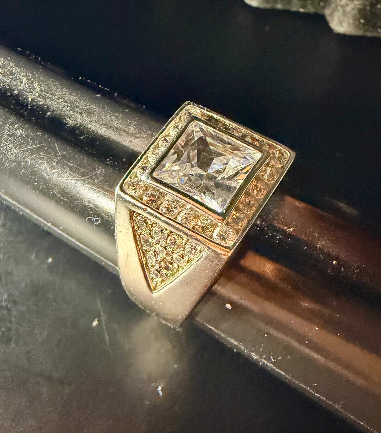 Men’s. Princess Cut Cubic Zirconia Big Statement Ring .925 - photo 2