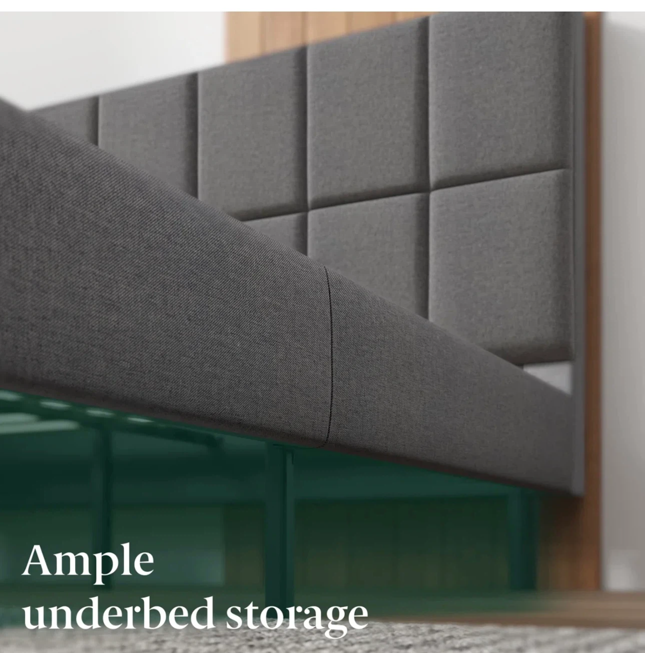 Gray Upholstered Bed Frame - photo 2