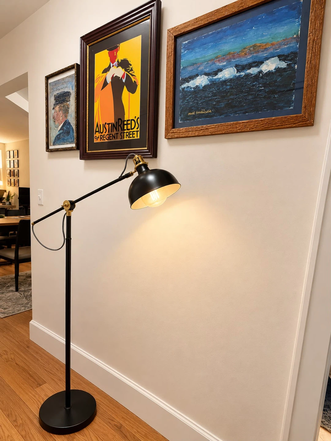 Black and Brass Adjustable Floor Lamp