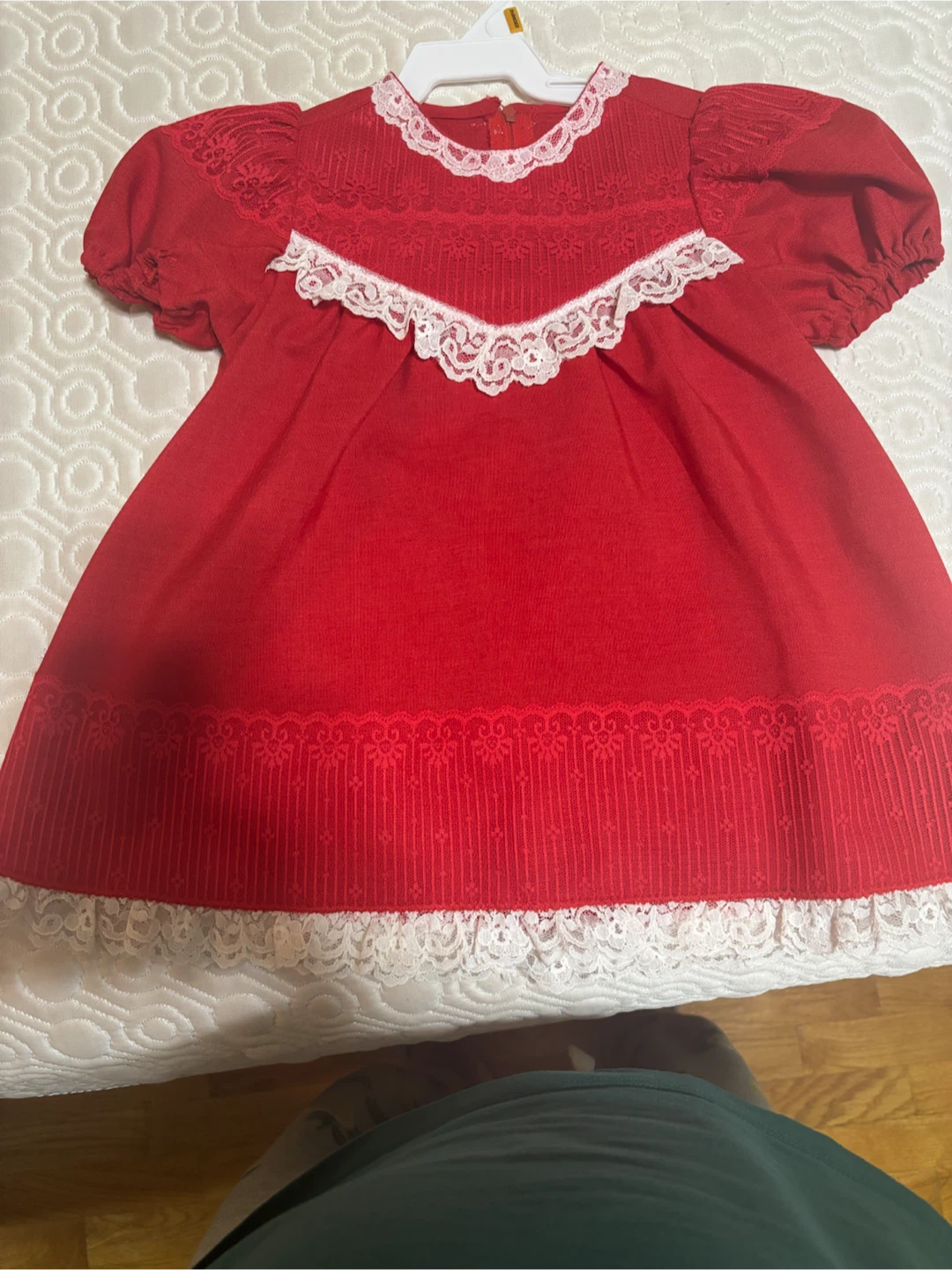 ❤️ Handmade Red & White Girls’ Dress - 12months