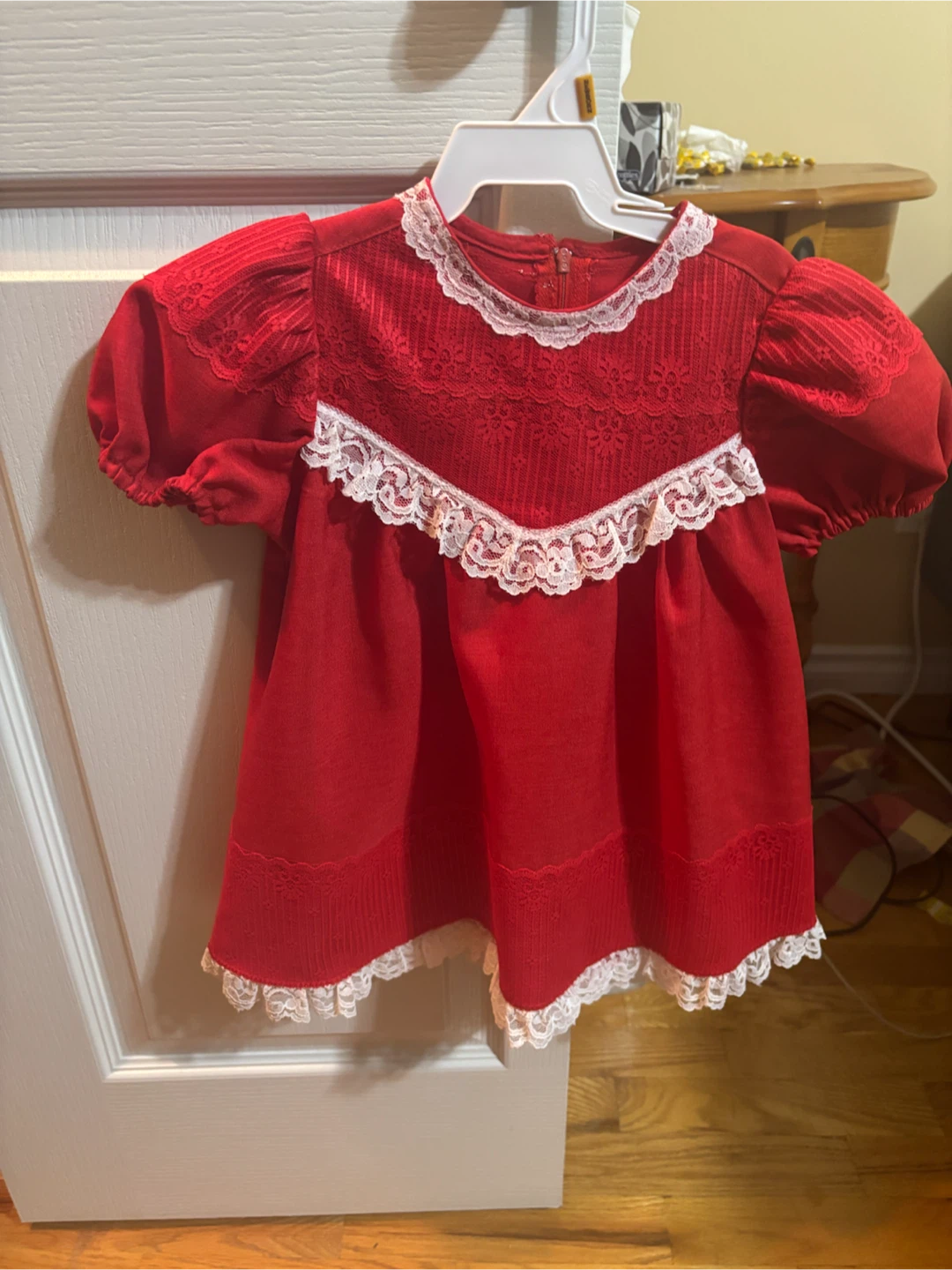 ❤️ Handmade Red & White Girls’ Dress - 12months - photo 3