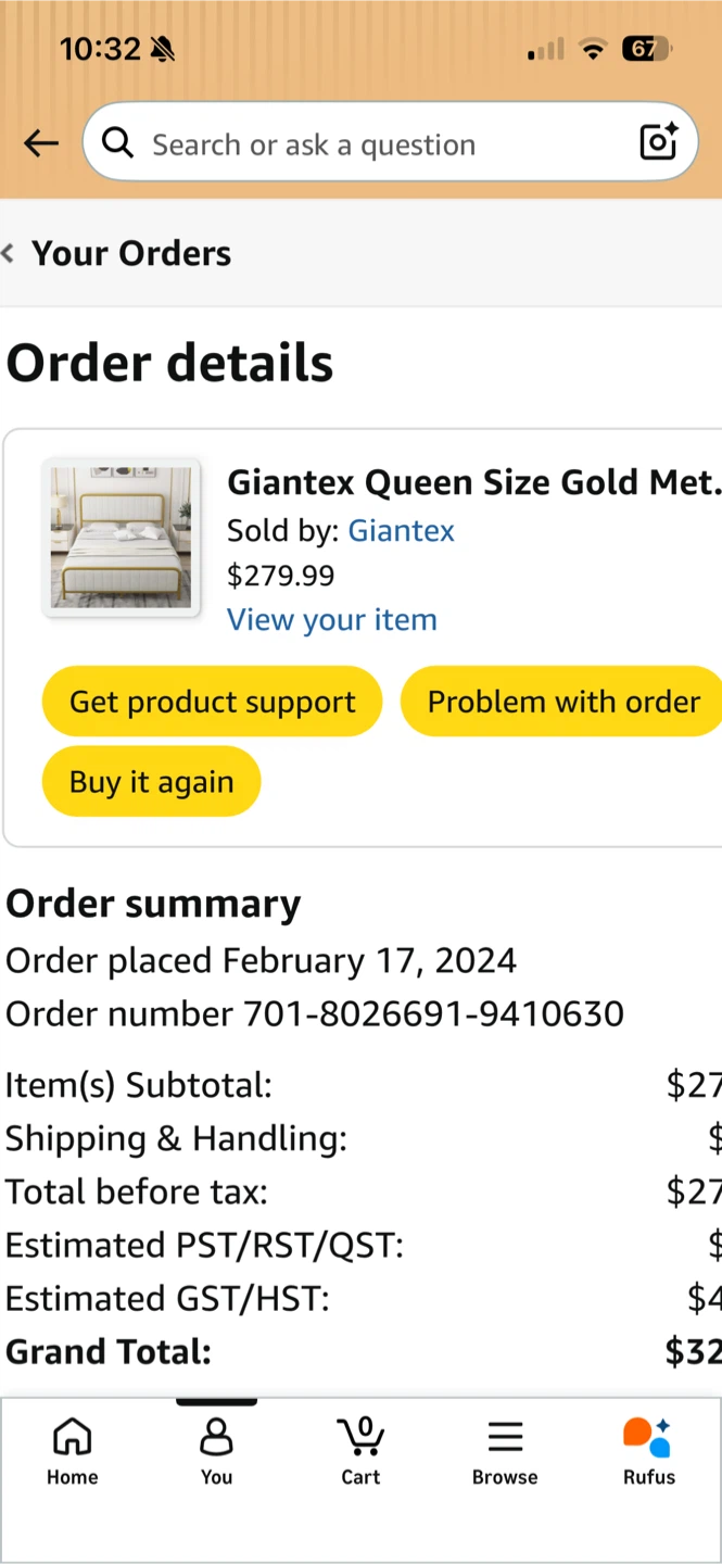 Queen Size Gold Metal Bed Frame - photo 4