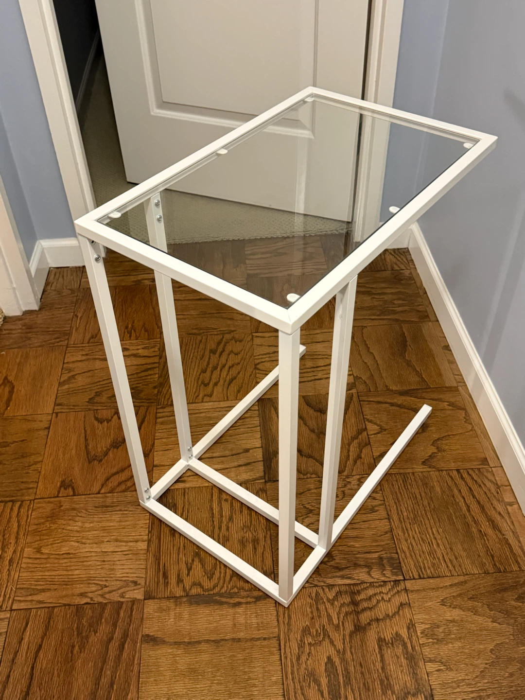 IKEA Vittsjö Laptop Stand White Metal with Glass Top - photo 3