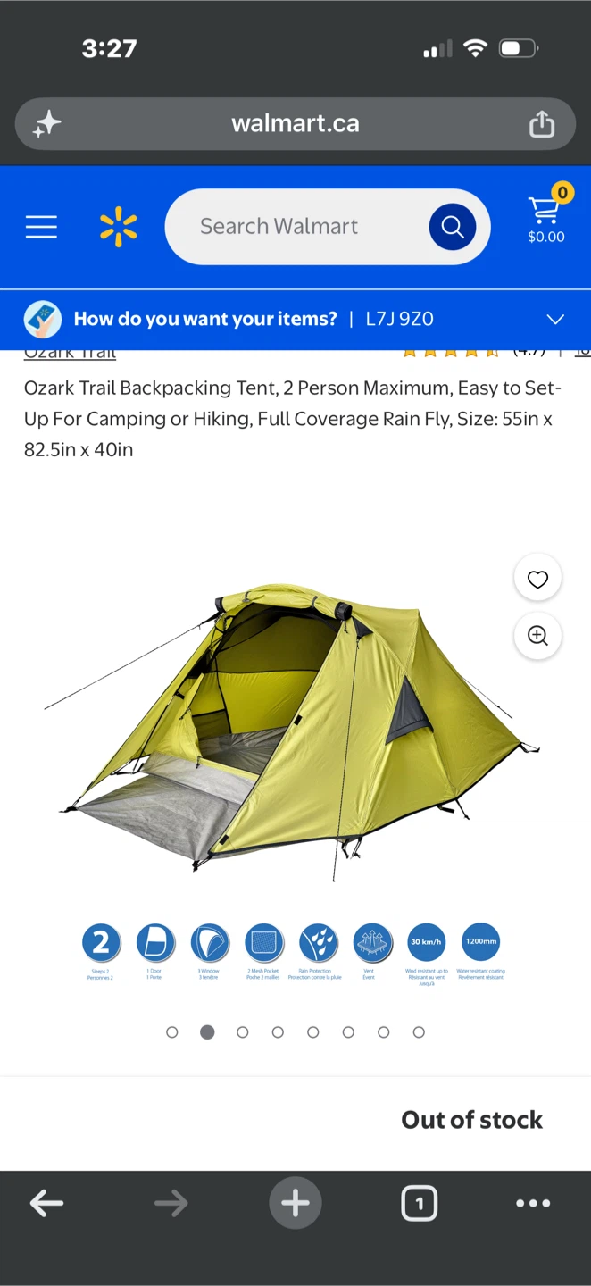 New!! Ozark Trail 2 Person Backpacking Tent