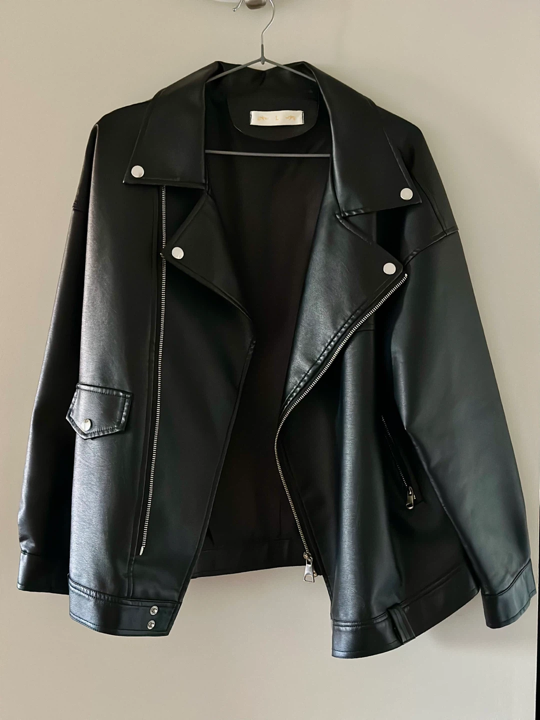 Black Faux Leather Biker Jacket