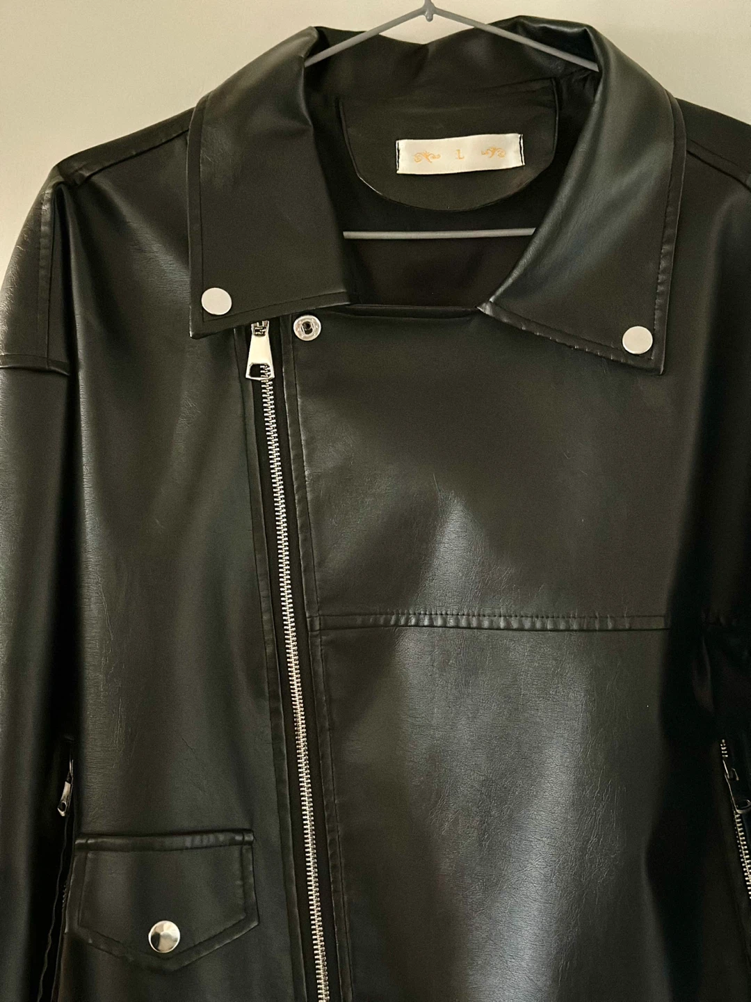 Black Faux Leather Biker Jacket - photo 3