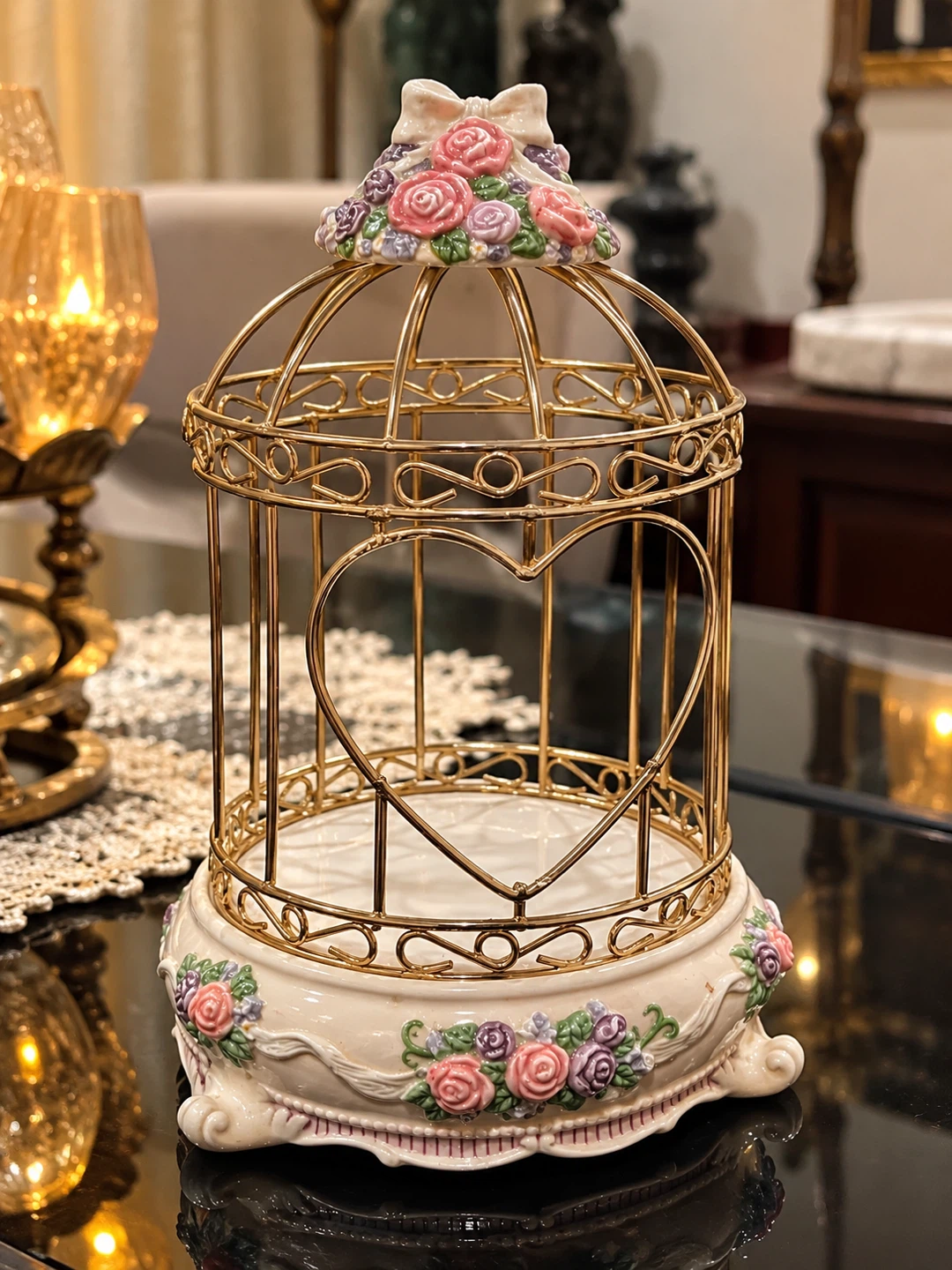 Decorative Gold Bird Cage Ornament