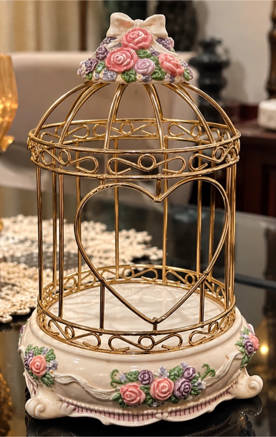 Decorative Gold Bird Cage Ornament - photo 2