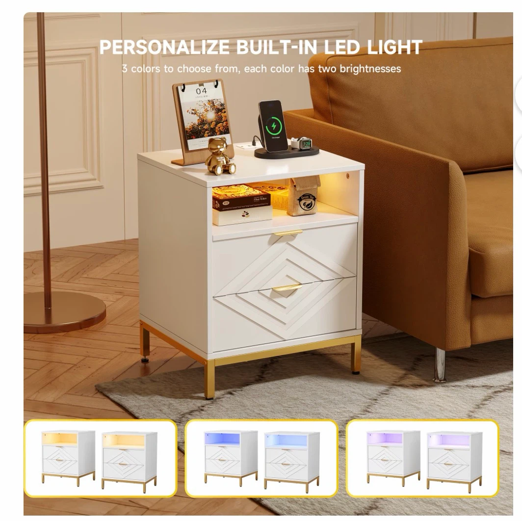 New!!  LED Nightstand with 2 Drawers