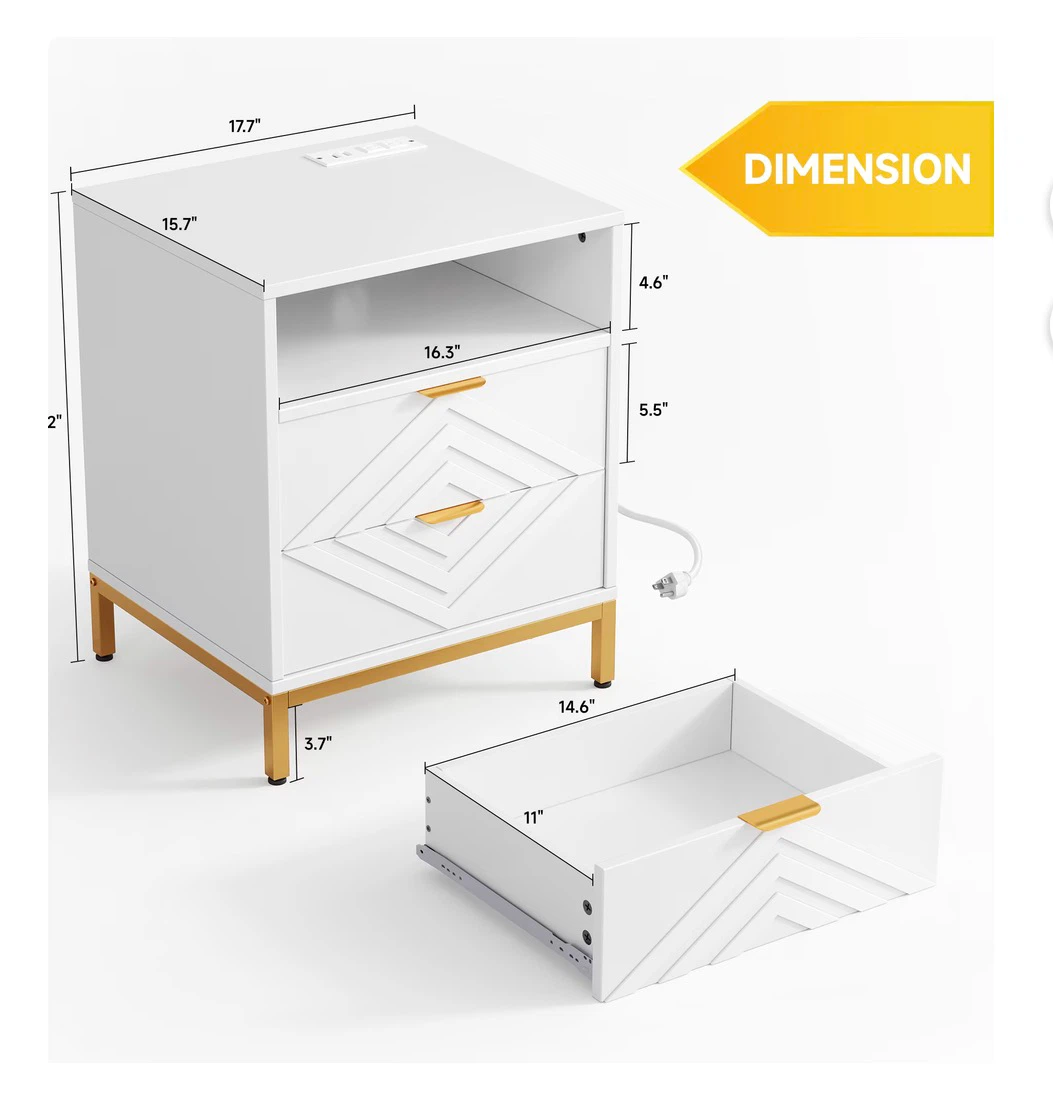 New!!  LED Nightstand with 2 Drawers - photo 2