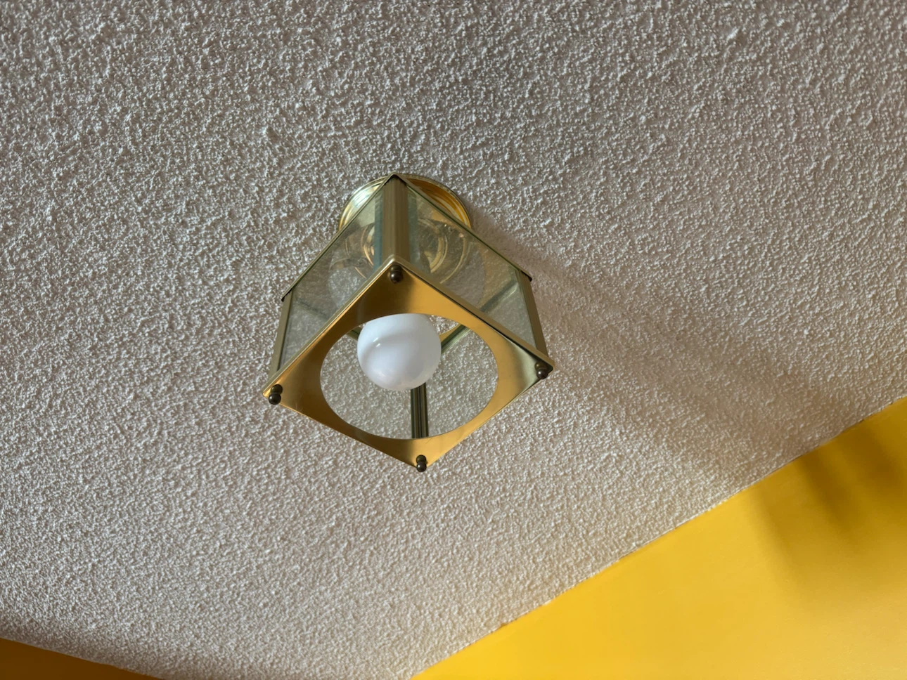 Set of 4 Brass and Glass Ceiling Flush Mount Lights