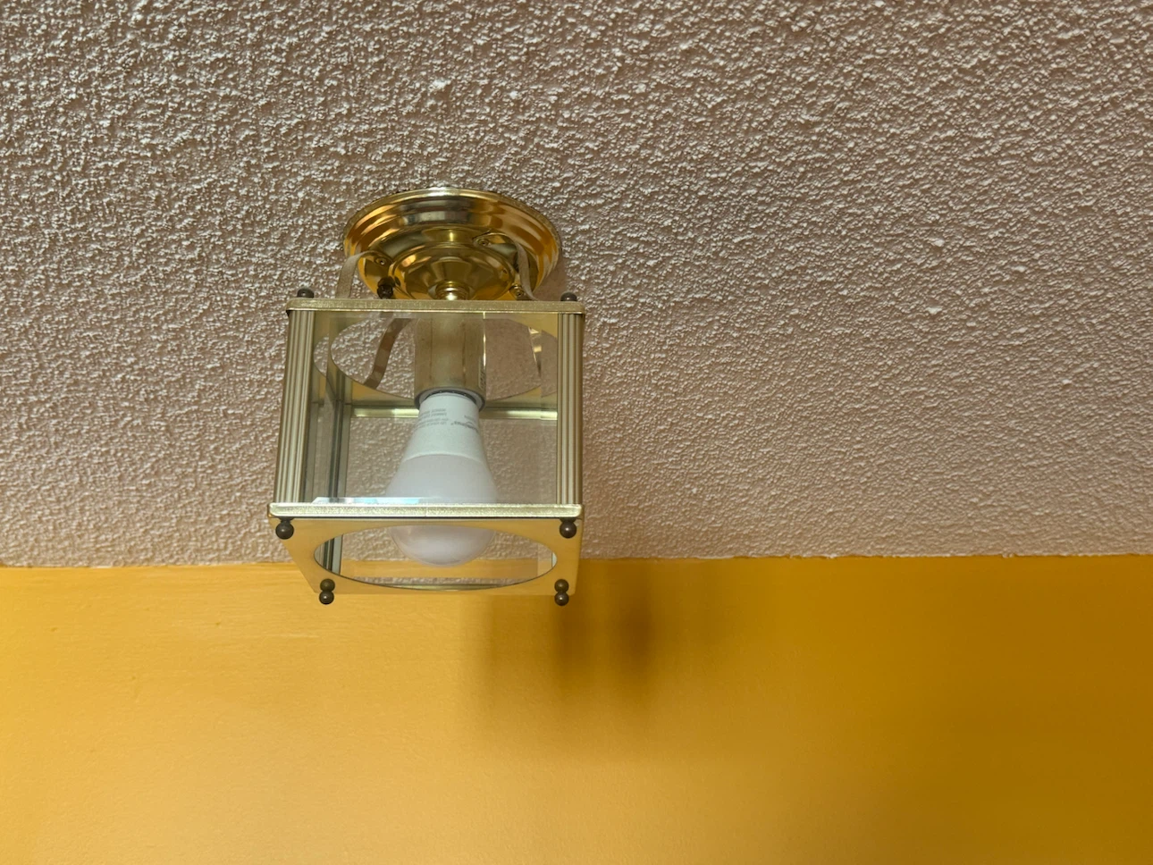 Set of 4 Brass and Glass Ceiling Flush Mount Lights - photo 2