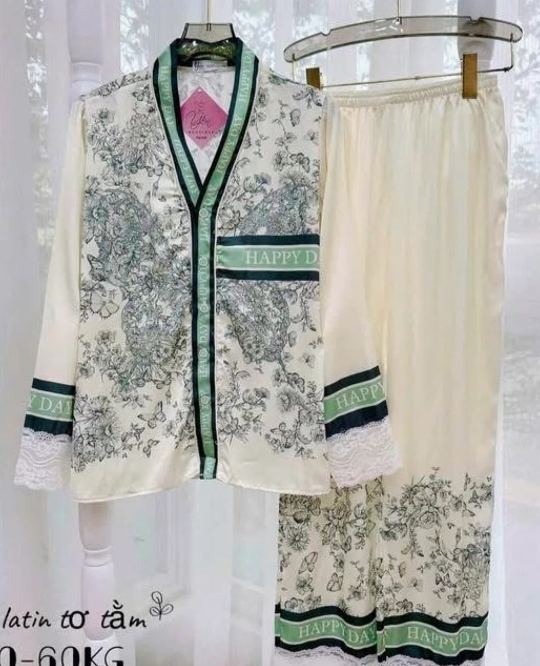 Happy Day Floral silk Pajama Set