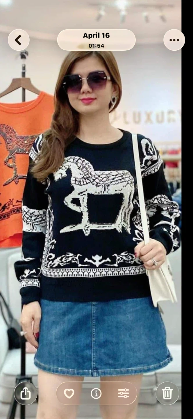 Black and white horse print sweater