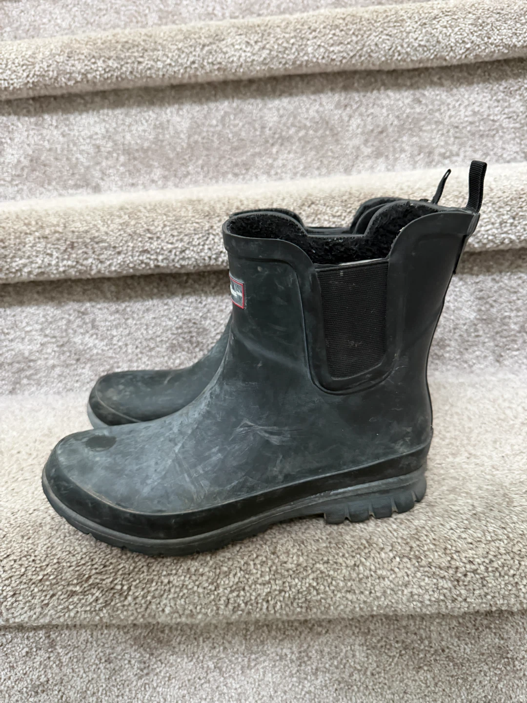 Ankle Rain rubber Boots shoes woman girl size 7 black - photo 2