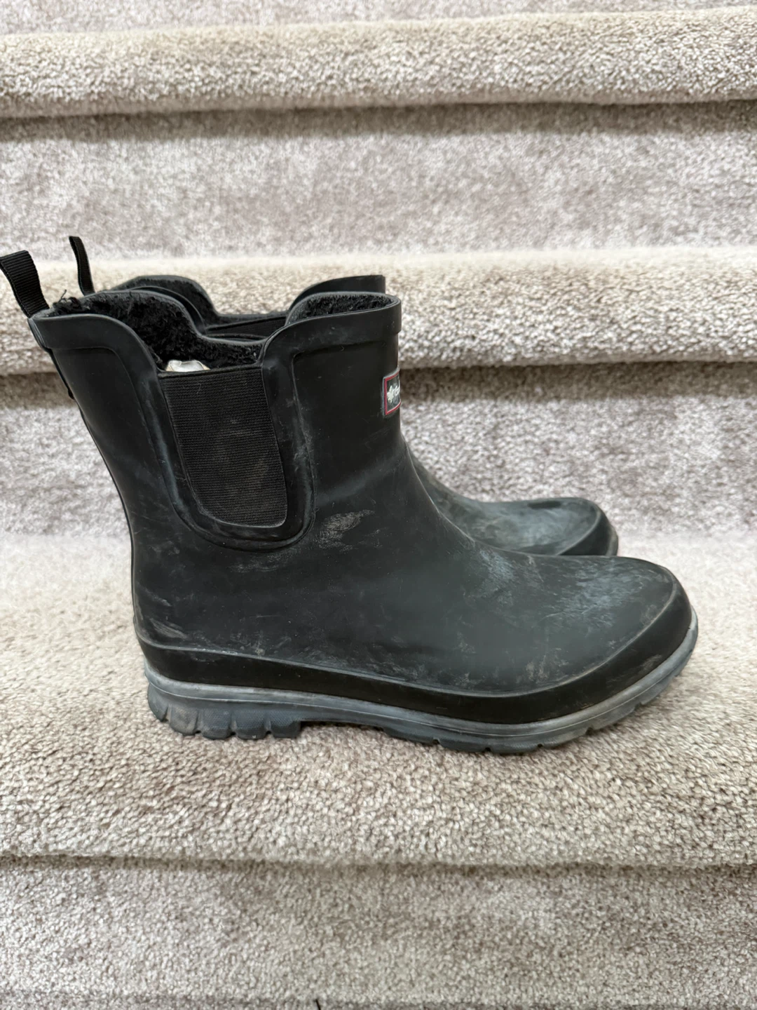 Ankle Rain rubber Boots shoes woman girl size 7 black - photo 3