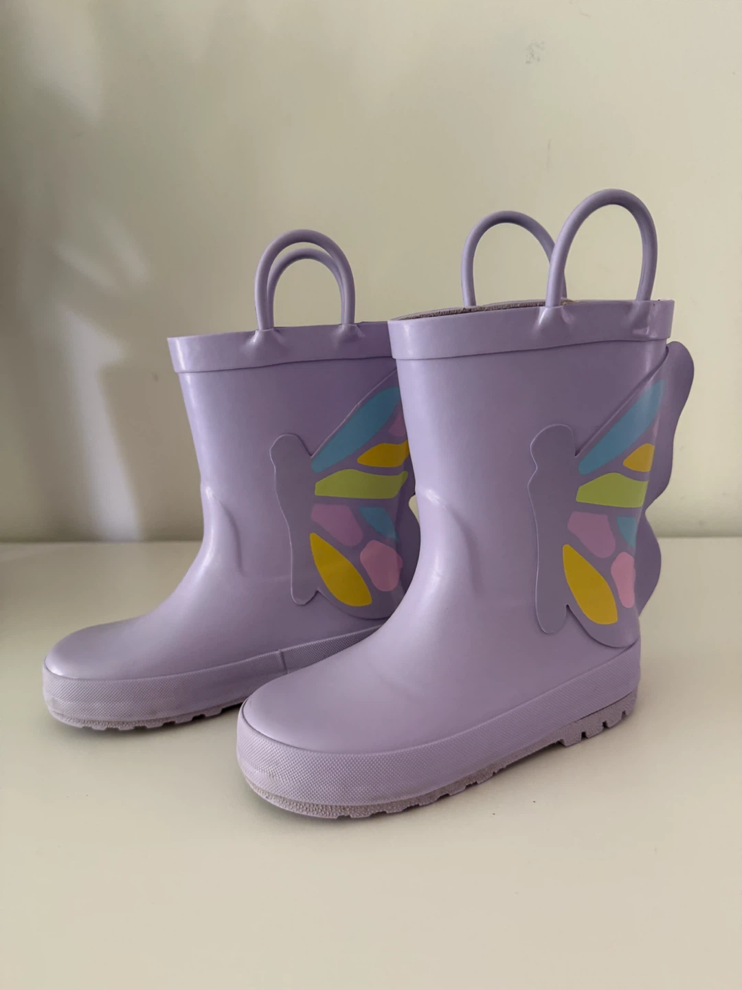 Purple Butterfly Rain Boots Girls Size 9 - photo 2
