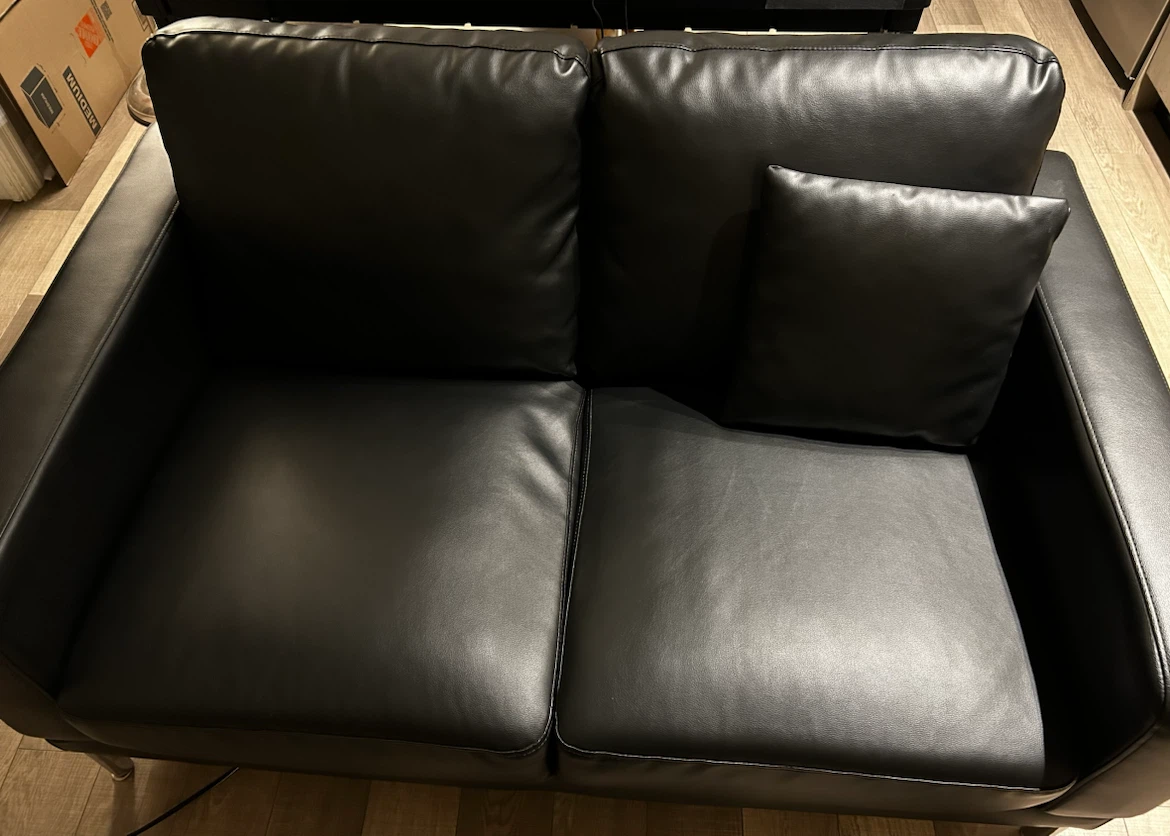 Black Two Seater Leather Couch - Moving Sale!