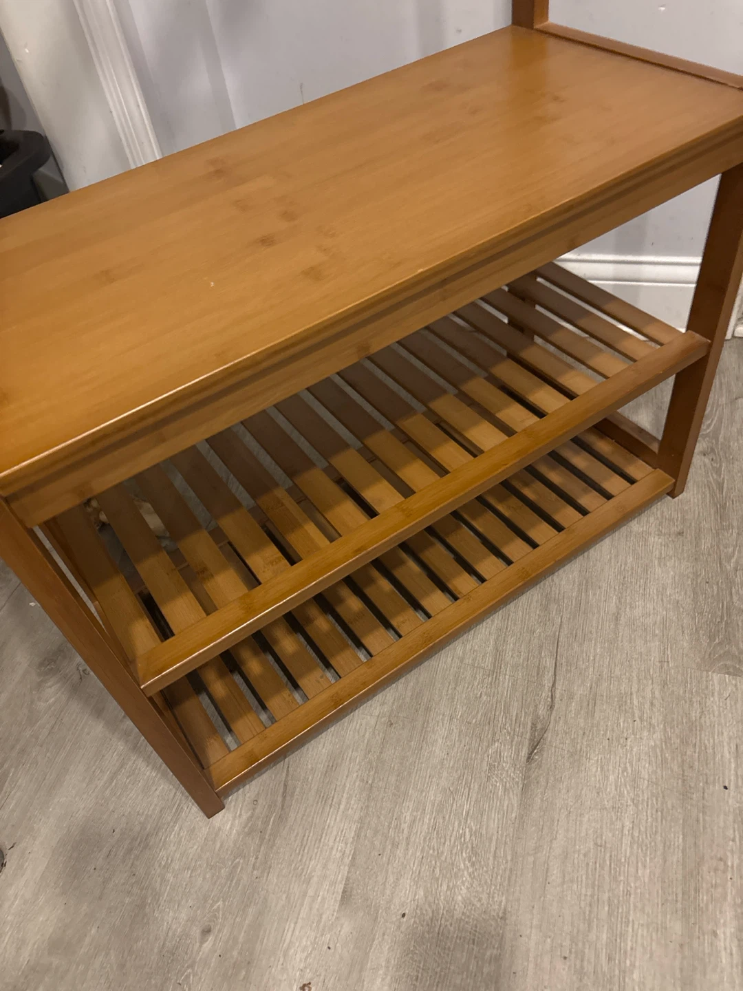 Bamboo Coat Rack with Shoe Bench - photo 2