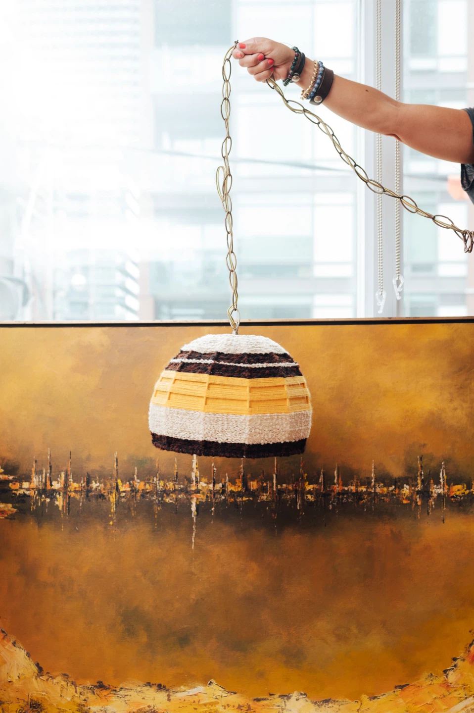 Vintage 1970s Woven Pendant Light - photo 2