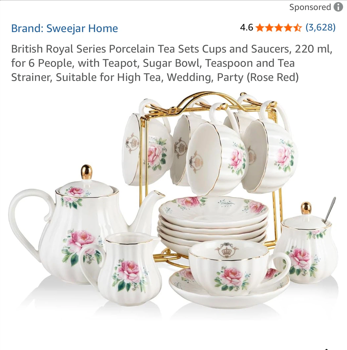 Sweejar Home British Royal Series Porcelain Tea Sets ,