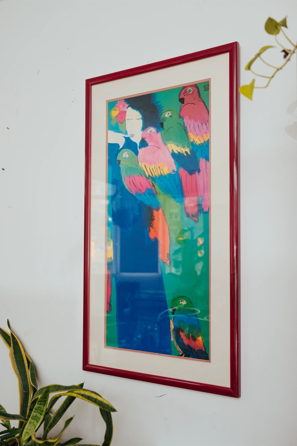 Walasse Ting “Can I Give You a Parrot?” 1983 Vintage Framed Art