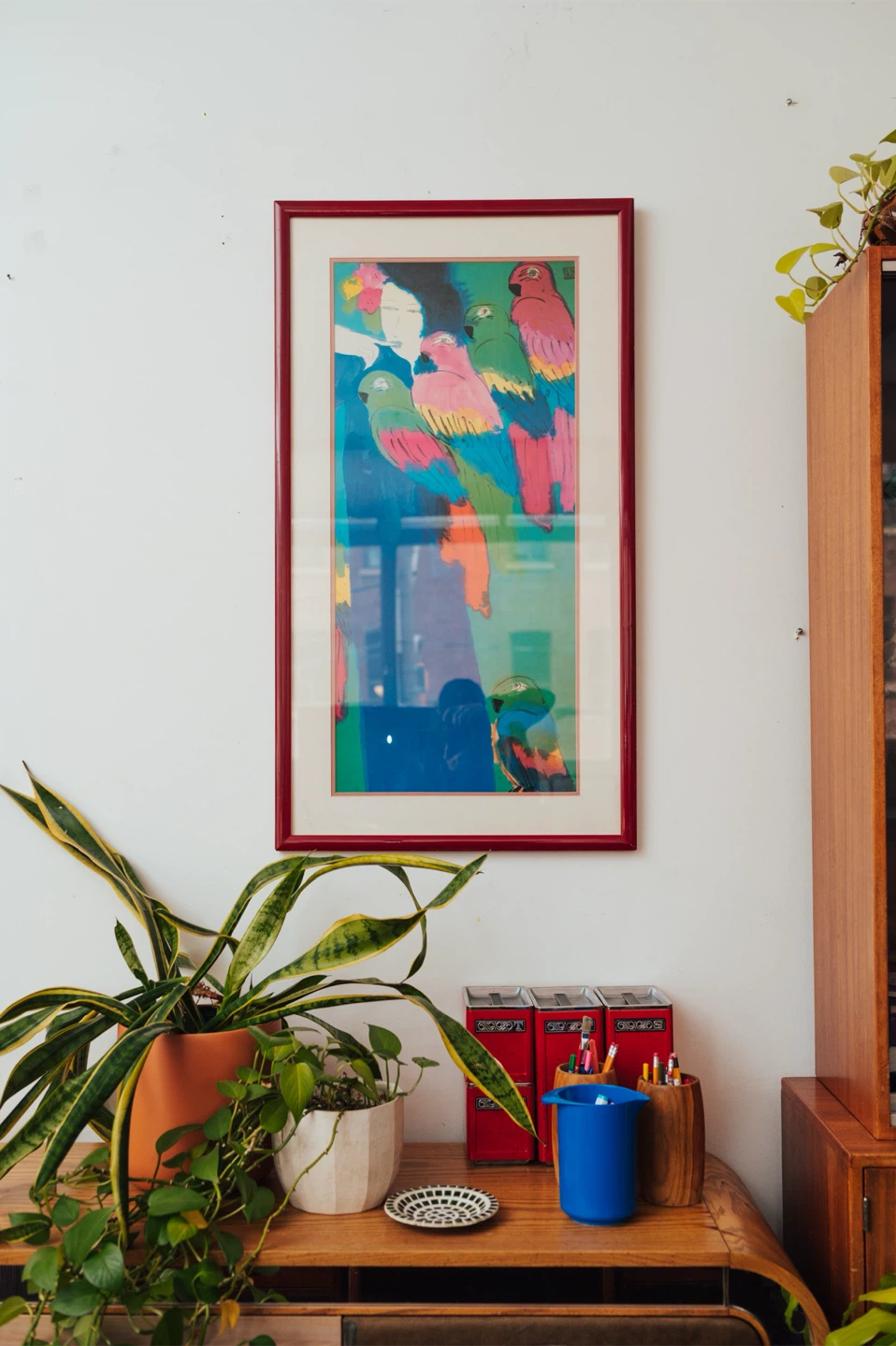 Walasse Ting “Can I Give You a Parrot?” 1983 Vintage Framed Art - photo 2
