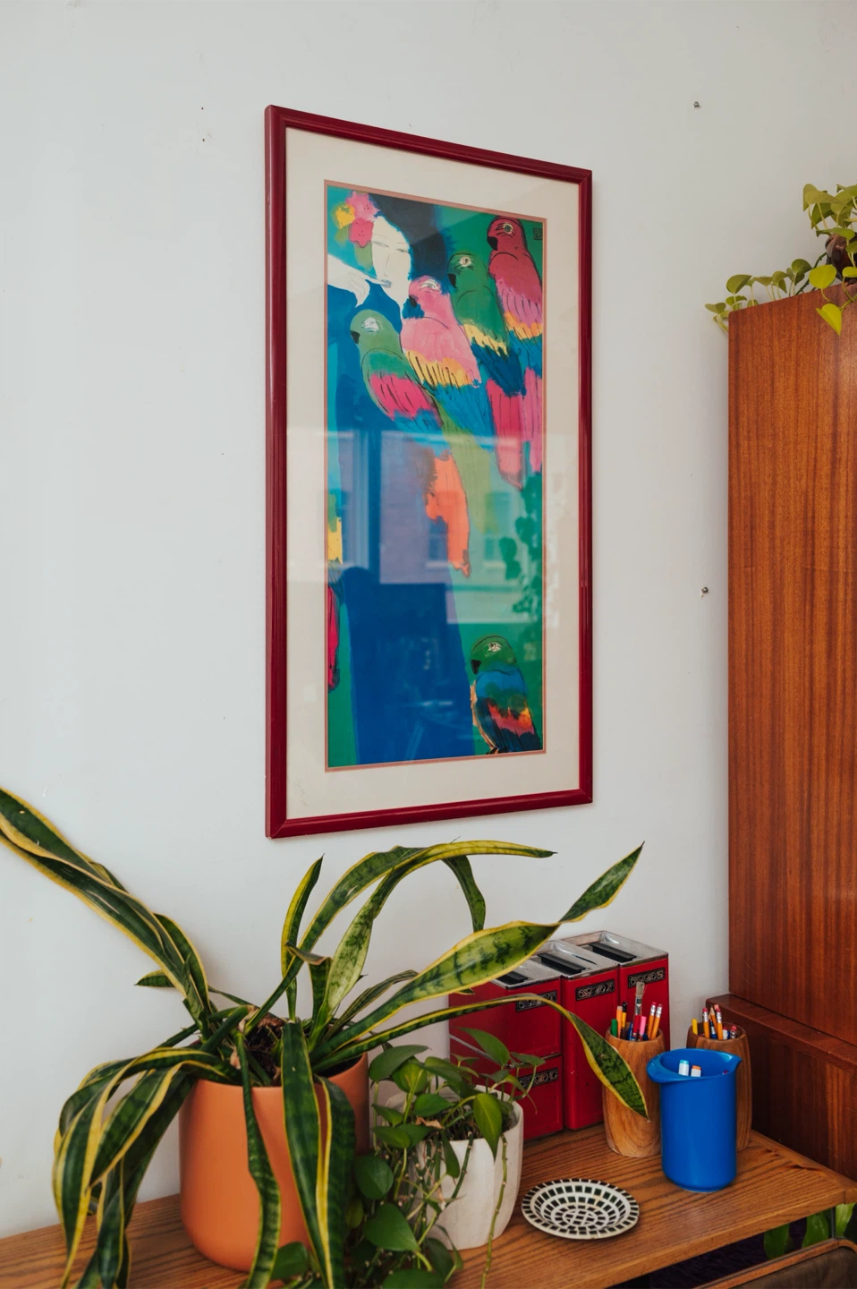 Walasse Ting “Can I Give You a Parrot?” 1983 Vintage Framed Art - photo 3