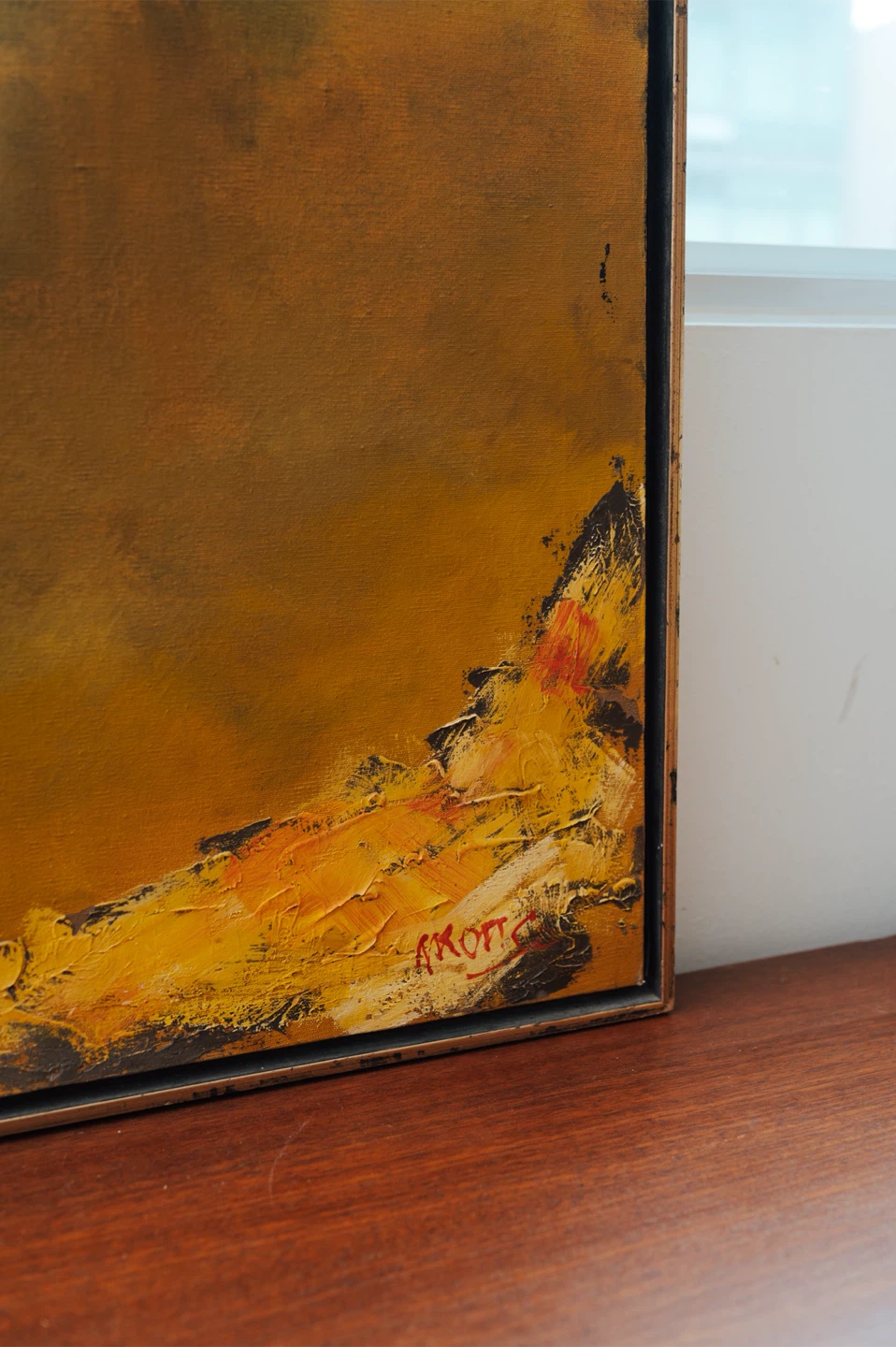 Large Vintage Abstract Cityscape Painting, signed - 49”x36” - photo 4