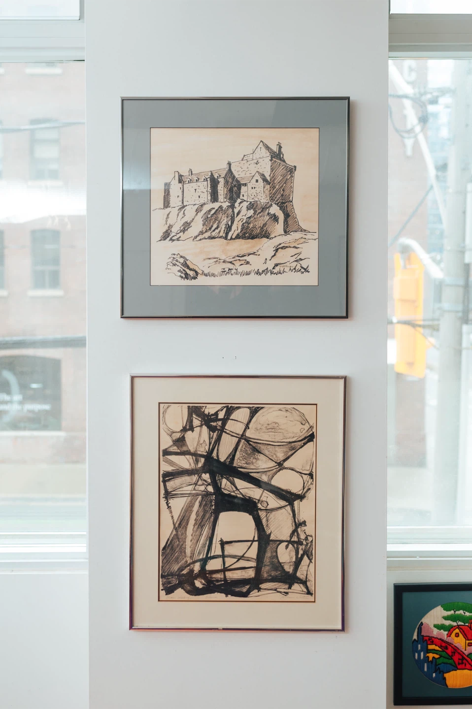 Vintage Framed Architectural Castle Drawing — Signed, 21” × 21” - photo 5