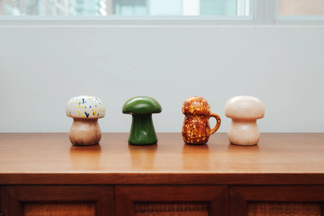 Set of 4 Vintage Ceramic Mushrooms