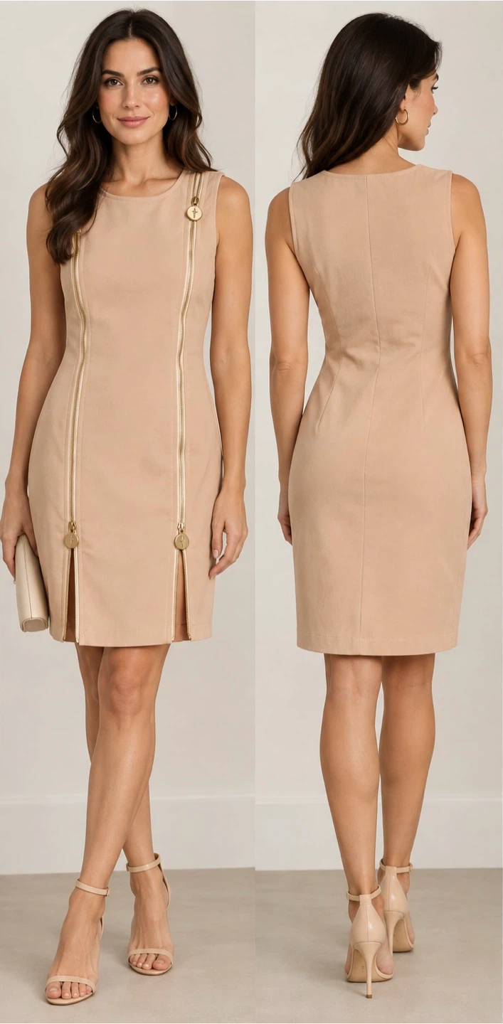 Cesare Paciotti Beige Sleeveless Dress
