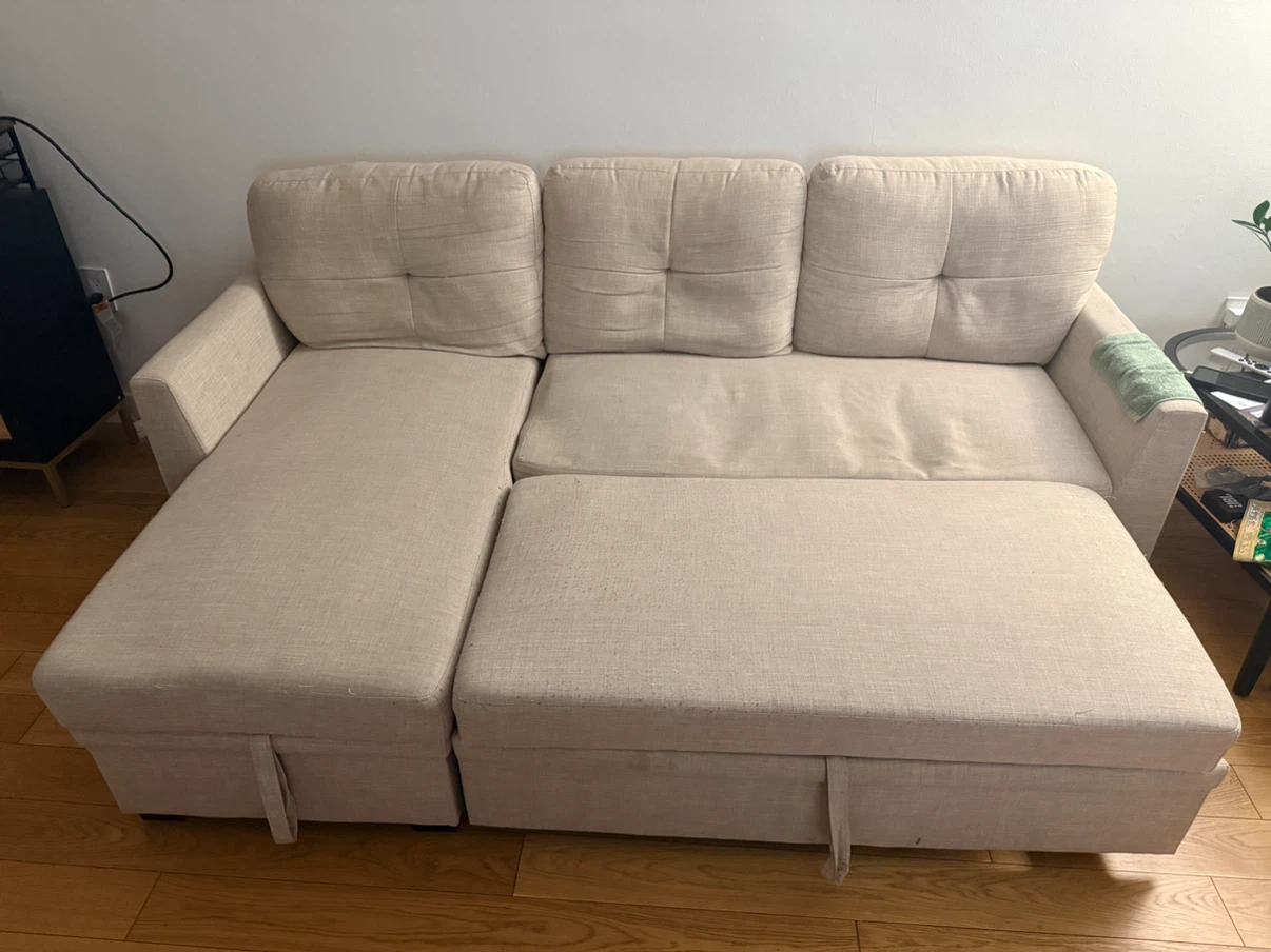Beige Sectional Sofa Bed - photo 2