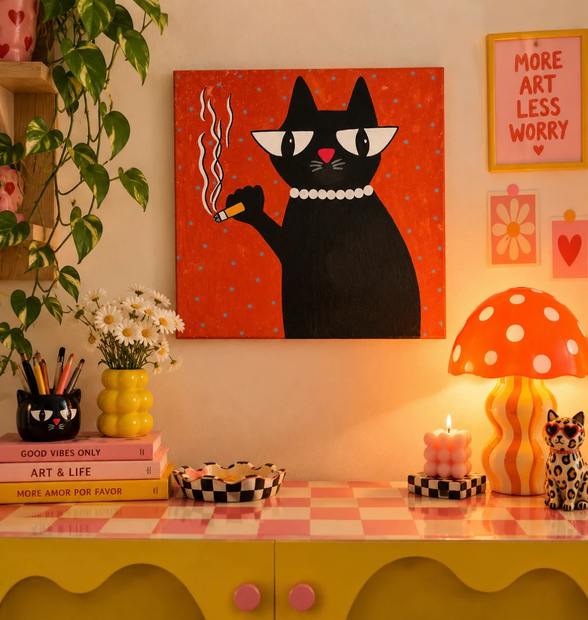 Smoking Cat Wall Art - photo 2