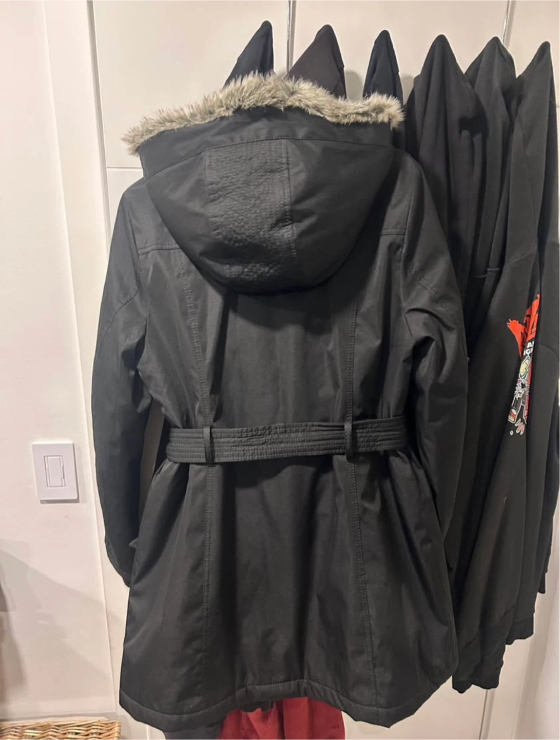 Black Winter Parka with Faux Fur Hood - photo 3