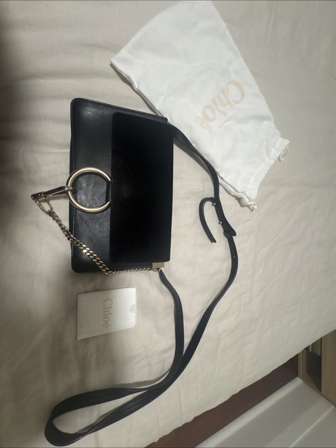 Authentic Chloé Faye Black Leather Crossbody Bag